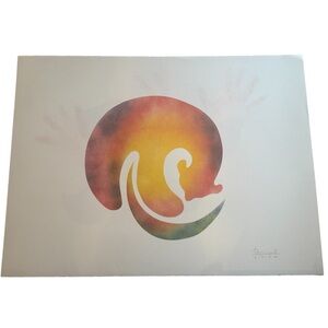 Signed dated 1996 Simon Brascoupe color stencil Mama bears artwork